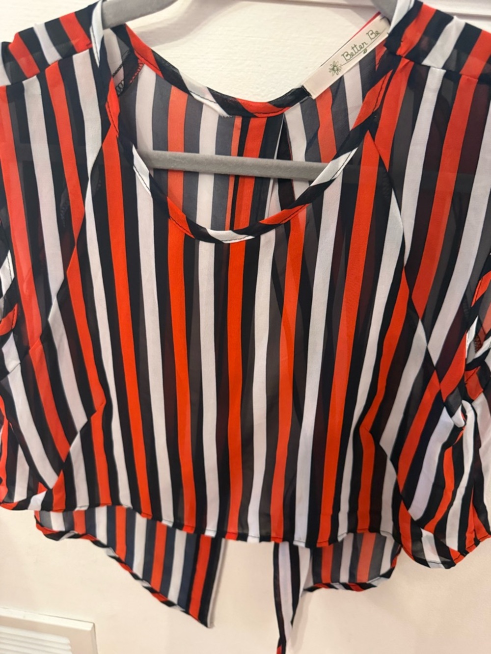 Better Be Red, Blue & White Vertical Stripe Blouse